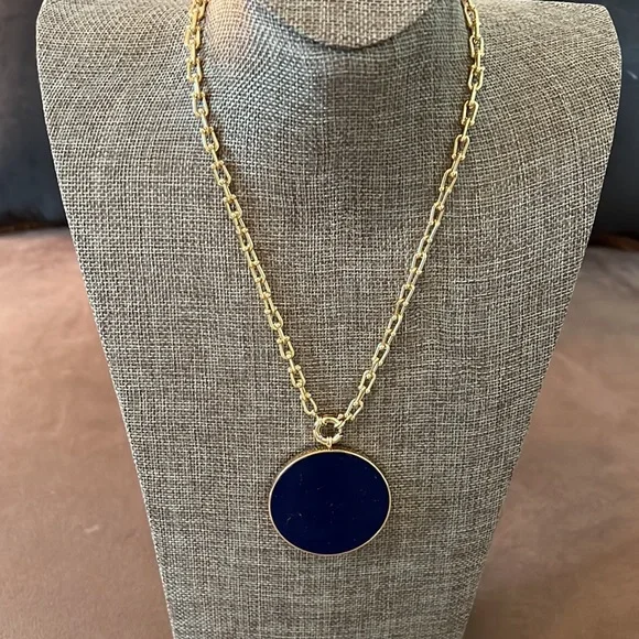 Lapis Gold Plated Art Deco Pendant- New- Custom Made - Picture 9 of 17